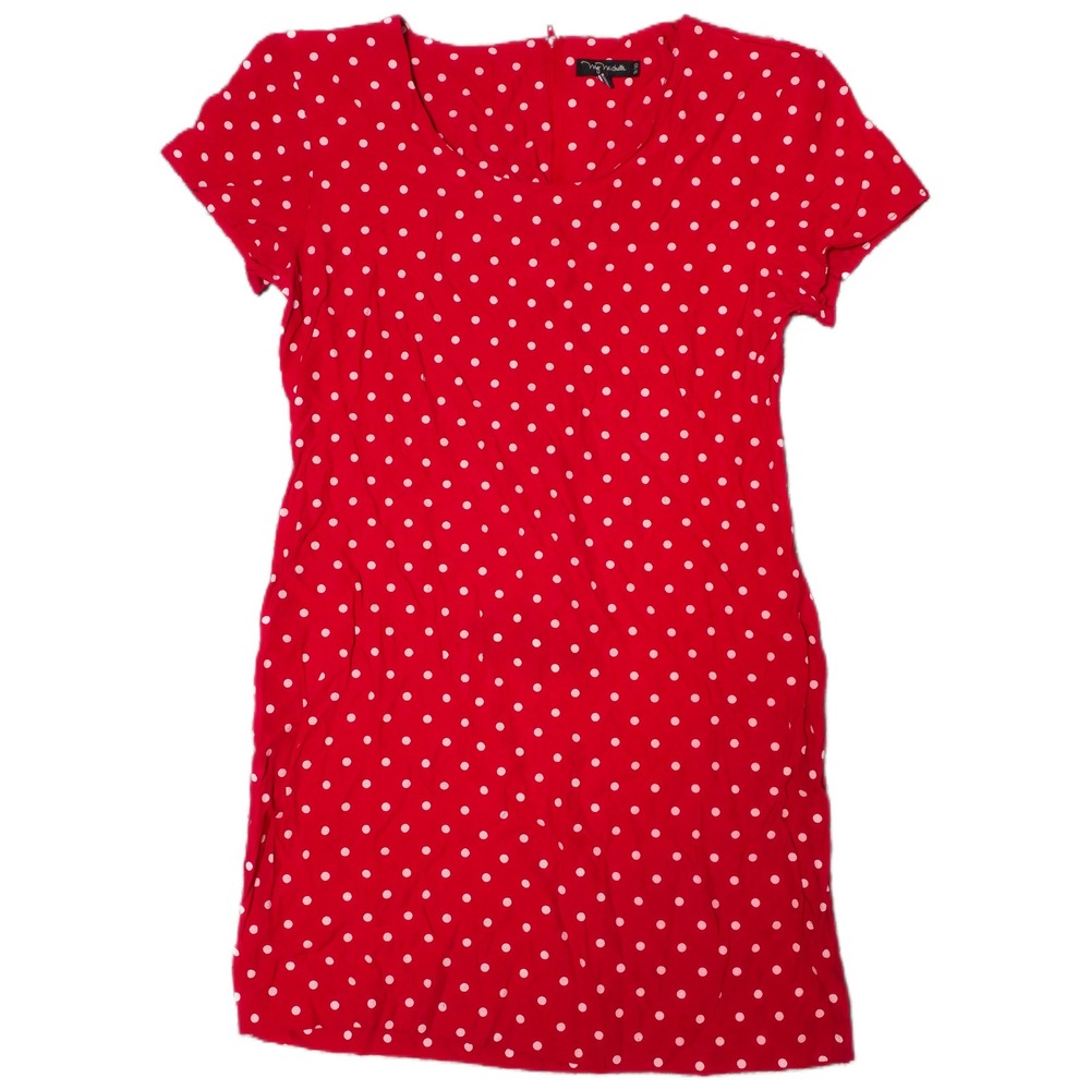 My Michelle Polka Dot Dress Women 9/10 Red Vintage Style Short Sleeve Shift (A)
